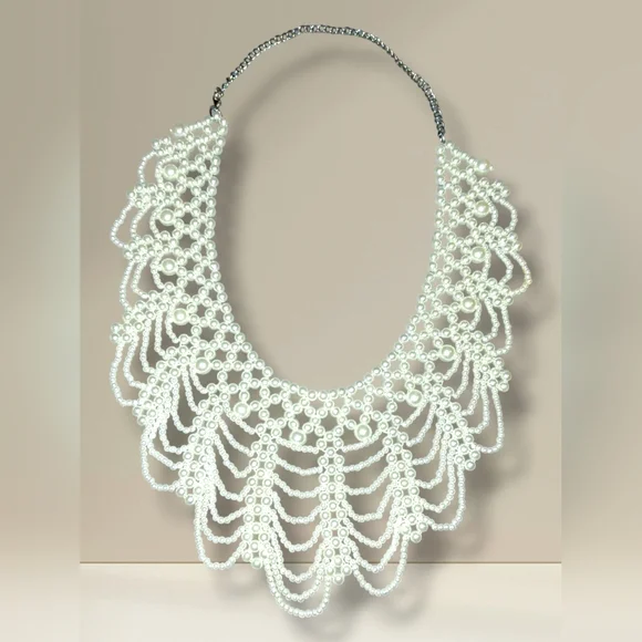 Elegant Faux Pearls Choker Collar Bead Necklace Bohemian Gothic Bridal - Picture 3 of 7